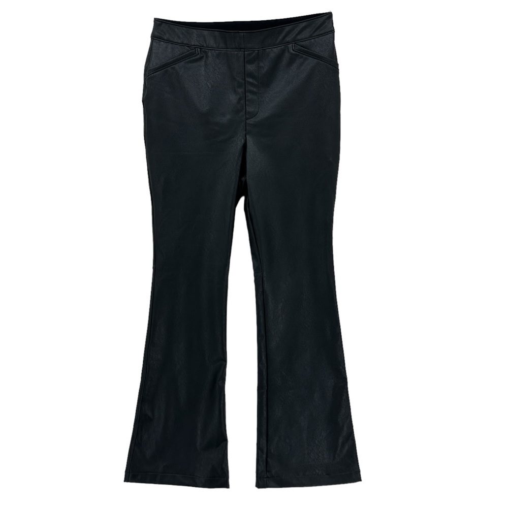 SPANX Flare Pants Pull On Faux Leather Black
